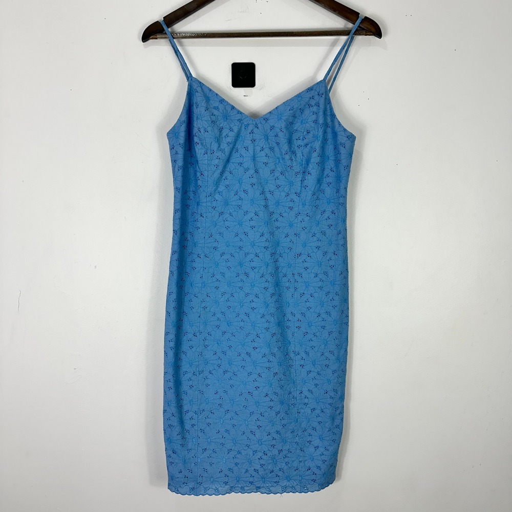 Michael Kors Eyelet Slip Dress 6 Powder Blue Cottagecore Coquette Romantic